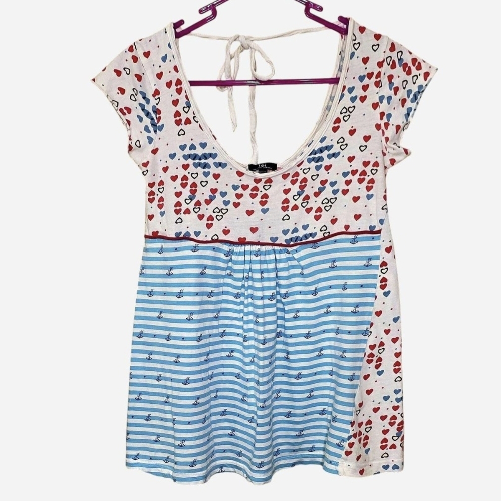 l.e.i. Adorable Babydoll Top, Hearts, Anchors, Vintage, y2k, lei, 90's, Sailor